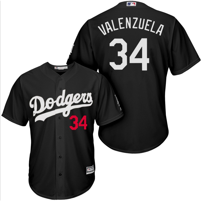 Men Los Angeles Dodgers #34 Valenzuela black game MLB Jersey->los angeles dodgers->MLB Jersey